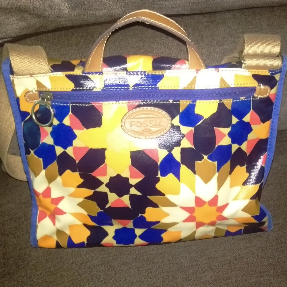 Vinyl Coated Fossil Messenger Bag